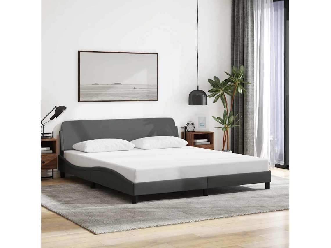 Vidaxl Estrutura De Cama Dover 180x200 Cm Tecido Cinzento-escuro