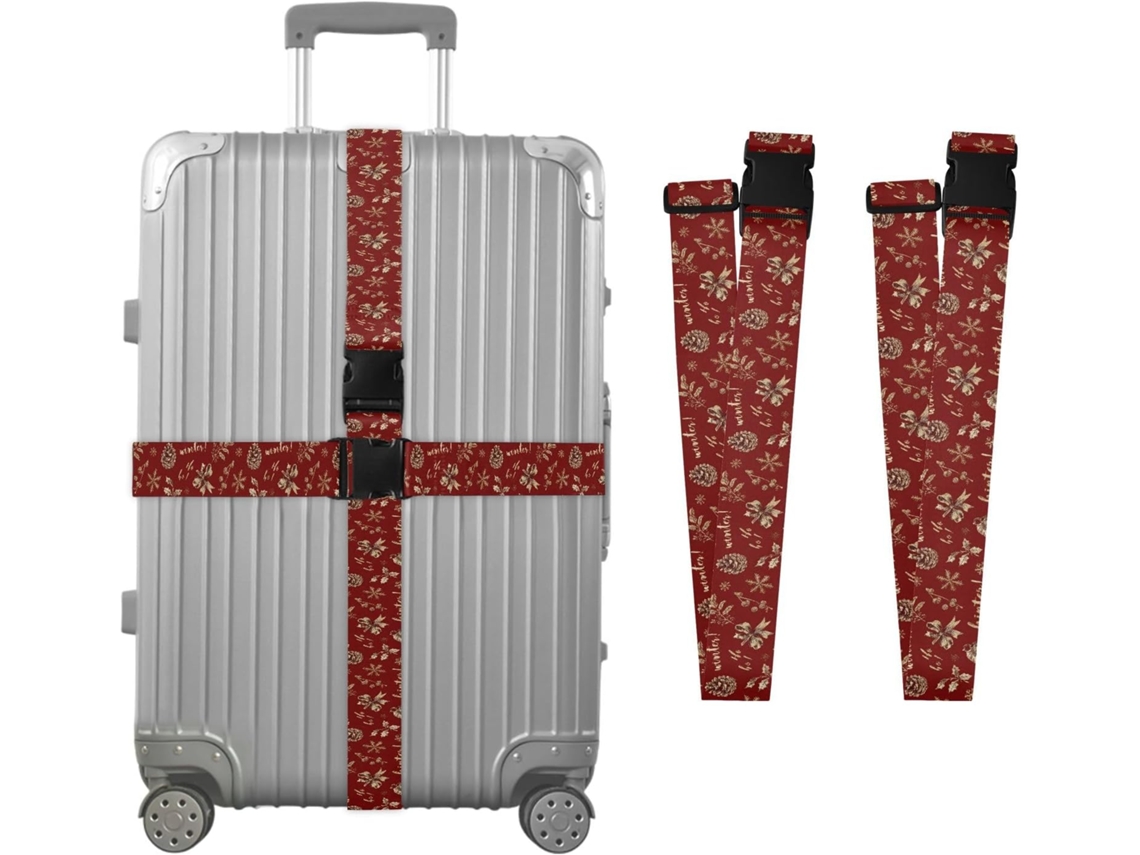 Conjunto De 2 Cintas Para Bagagem Com Estampa Agulhas Pinheiro, Avelãs E Sinos Cintas Para Malas, Cintas De Viagem