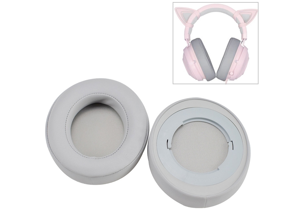 Almofada Para Razer Kraken 7.1 V2 De Orelhas De Espuma Macia Cinza