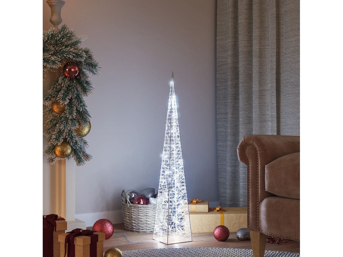 Vidaxl Cone De Iluminação Decorativo C/ Leds Acrílico 90 Cm Branco Frio