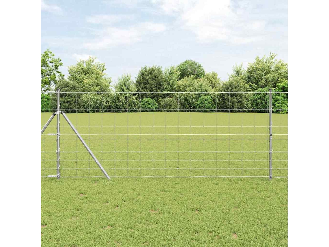 Vidaxl Cerca De Campo Prateado