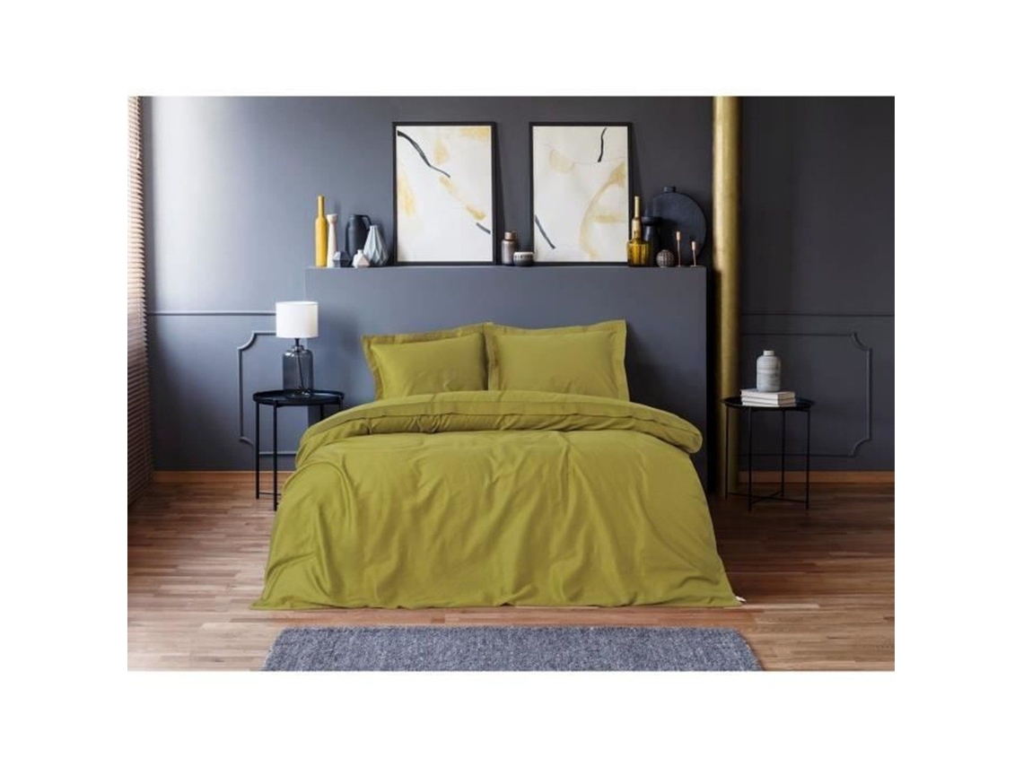 Conjunto de Cama - Capa de Edredom 220 x 240 cm + 2 Fronhas 60 x 60 cm - Cetim de Algodão - Verde