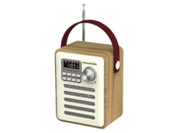 Rádio Fm Retrô De Madeira Com Alça E Alto Falante Bluetooth. Olysi Shop