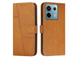 Capa De Celular Em Couro Com Textura De Bezerro E Costura Aparente Para Xiaomi Redmi Note 13 Pro