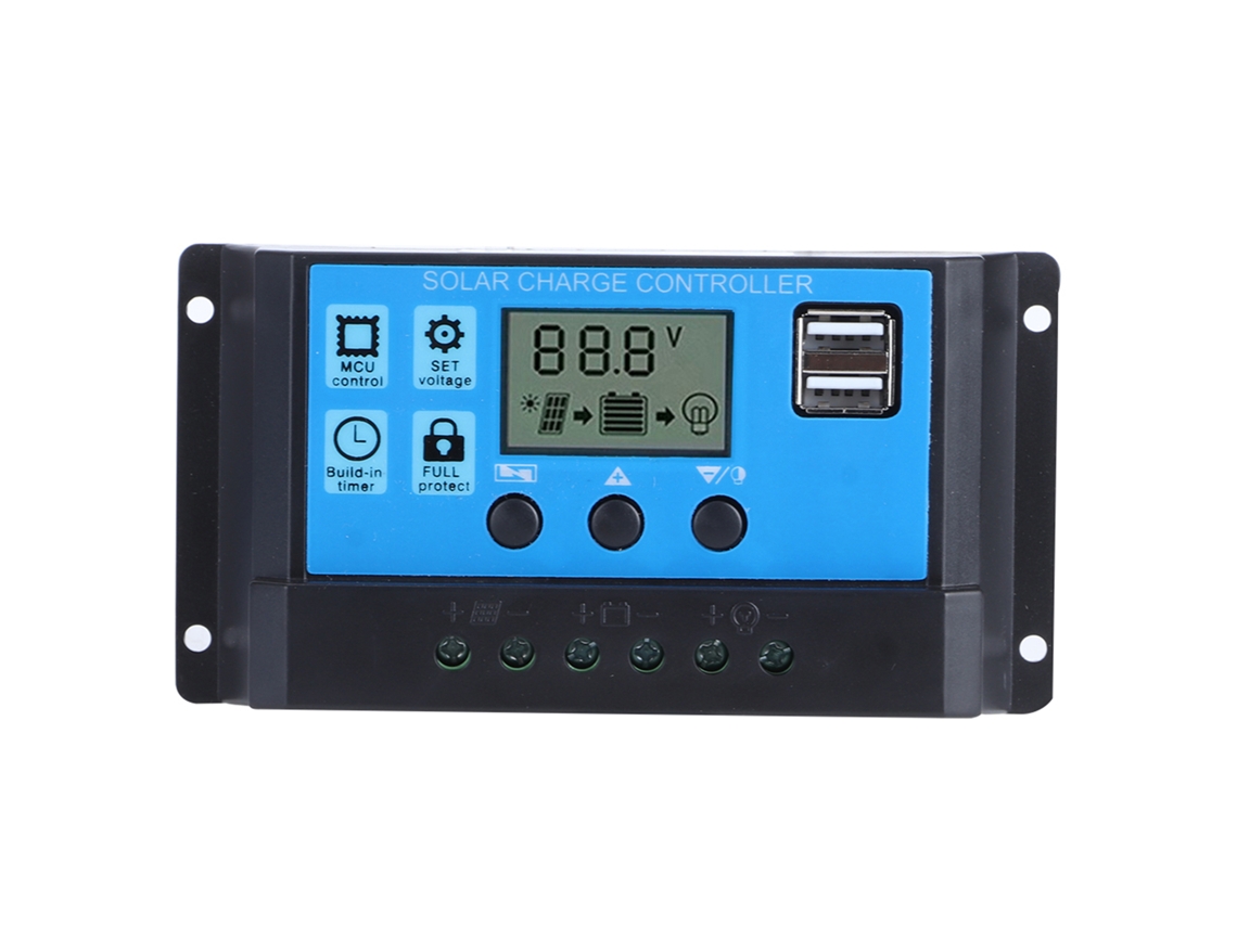 Controlador de carga solar Primerox 60A, dual USB, PWM, LCD, 12V/24V | S/MARCA