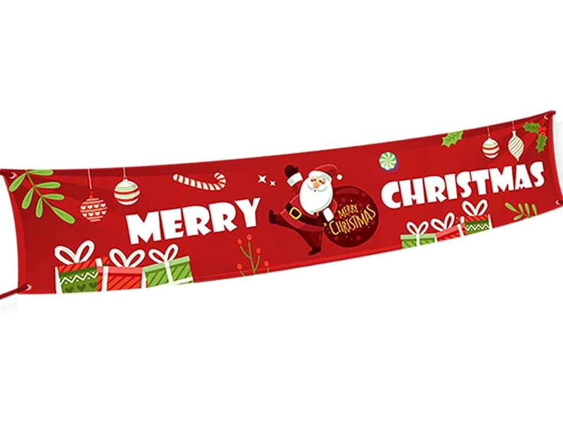 Banner Deco de Natal Banner de Feliz Natal Banners Vermelhos de Feliz Natal Banner de Feliz Natal