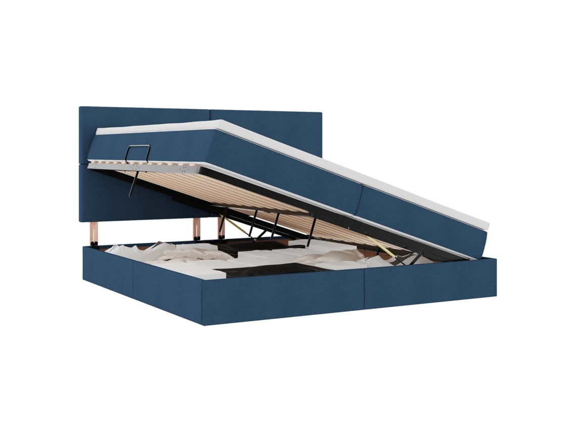 Maison Exclusive - Cama Com Arrumação E Led Com Led Azul 200 X 200 Cm Poliéster