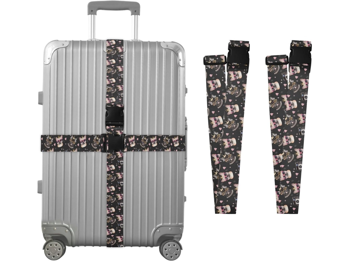 Conjunto De 2 Alças Bagagem Com Estampa Cachorrinho Fofo, Ideais Para Viagens, Acessórios De Viagem, Conectores De