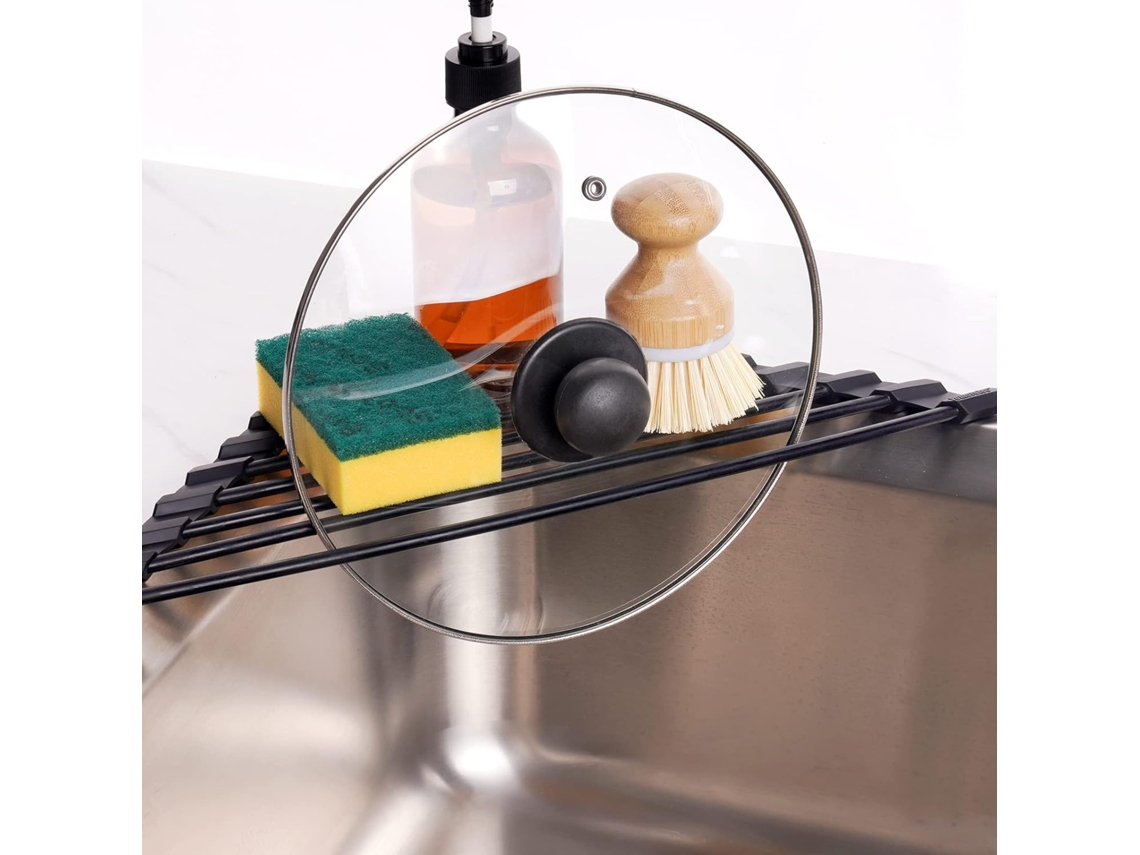 Escorredor Loiça Triangular Enrolável Com Silicone E Estrutura Inox Compacto Para Cozinha