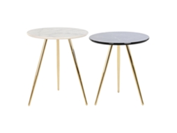 Conjunto de 2 Mesas Laterais de resina e metal, 46x46x45cm ALEXANDRA HOUSE LIVING
