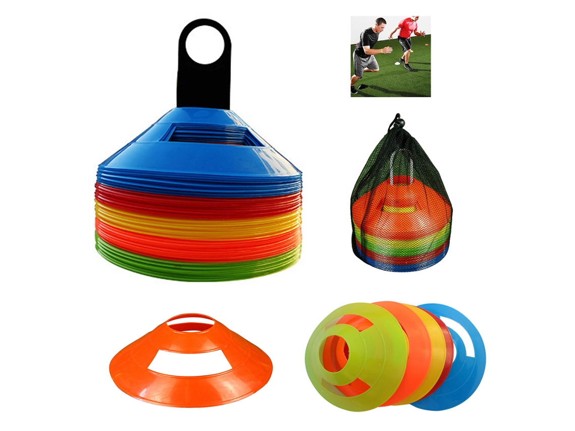 Mali 50 Cones Discos Futebol com Bolsa e Suporte para Treinamento Marcadores de Campo Esportivo