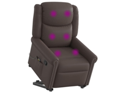 Vidaxl Poltrona Massagens Reclinável Elevatória Couro Artificial