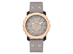 Relógio Masculino de Moda Business com Pulseira de Couro Pu e Dial Redondo Grande Cinza