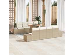 Vidaxl Conjunto De Sofá De Jardim 9 Unid. Bege Rattan Sintético