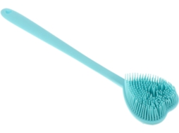 Escova De Banho Stobaza Com Cabo Longo Em Formato Coração, Azul, Esfoliante De Silicone, Reversível Para Massagem