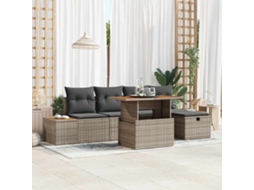 Vidaxl Conjunto De Sofá De Jardim 6 Pcs Cinzeto Vime Pe