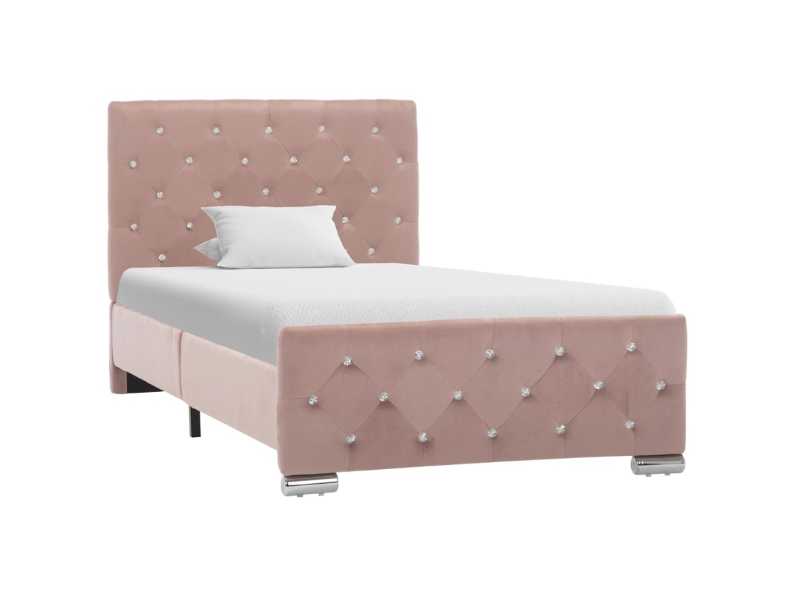 Vidaxl Estrutura De Cama 90x200 Cm Veludo Rosa