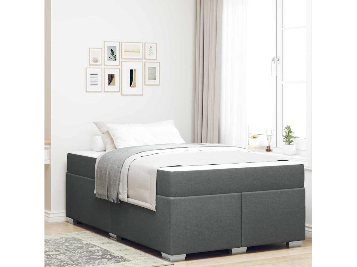 Vidaxl Estrutura da Cama com Colchão Cinza Escuro 120 X 200 Cm Tecido