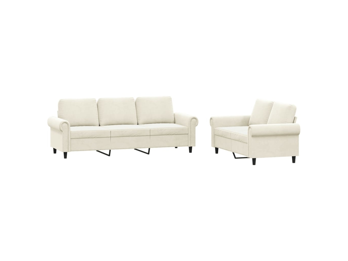 Conjunto de 2 Sofás com Almofadões Veludo Creme MAISON EXCLUSIVE