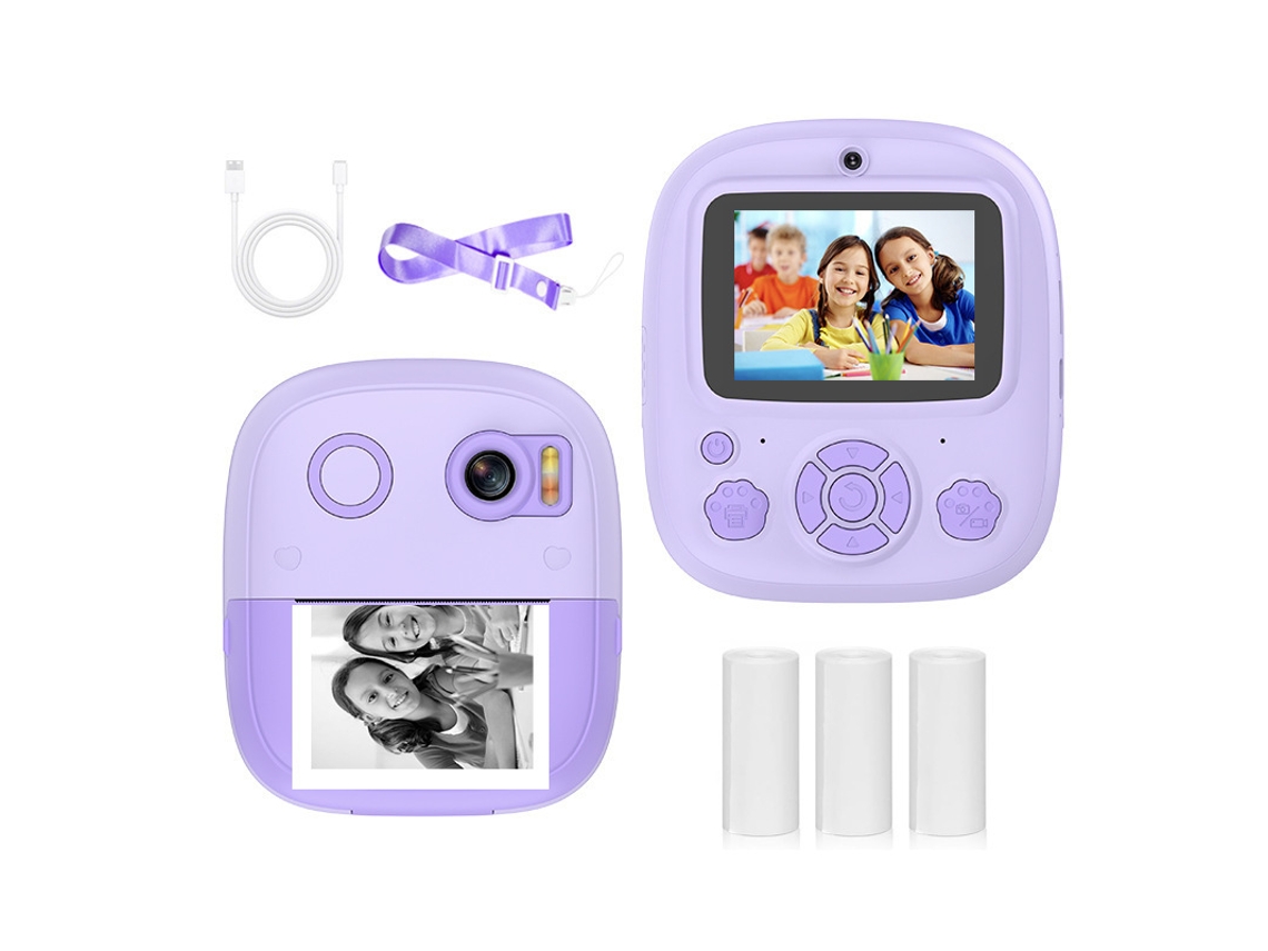 Máquina Fotográfica Instantânea Infantil GERTIZ Câmera Dupla De 1200 W Tela Ips De 2.4 Polegadas Roxa 