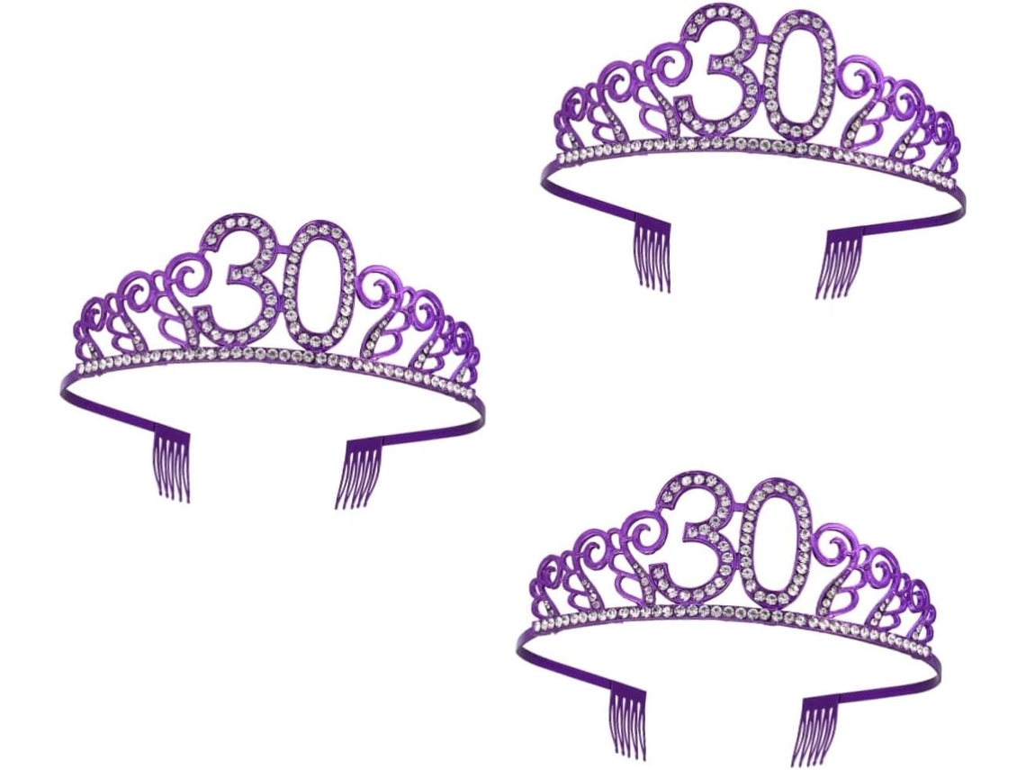 Coroa De Strass De 3 Peças Para Aniversário, Acessório De Cabelo Delicado