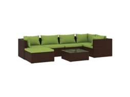 Maison Exclusive - 7 Pcs Conjunto Lounge Jardim C/ Almofadões Vime Pe Castanho