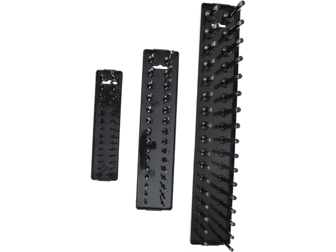 Organizador De Soquetes Métricos E Sae De 3 Peças, Resistente E Fácil De Guardar Para Oficina E Garagem.