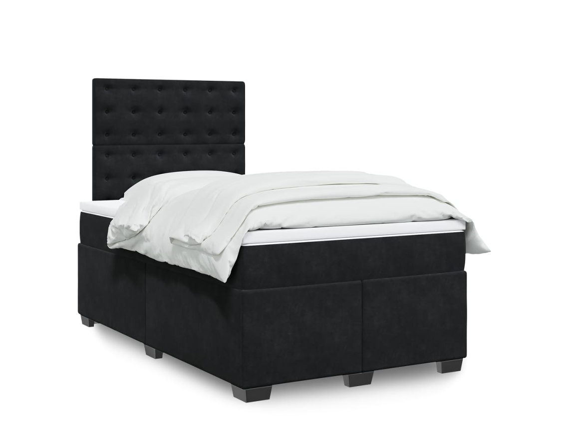 Cama boxspring com colchão 120x190 cm veludo preto