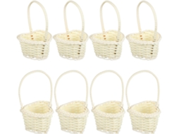 Conjunto De 10 Cestos De Vime Com Alça, Em Plástico Decorativo.