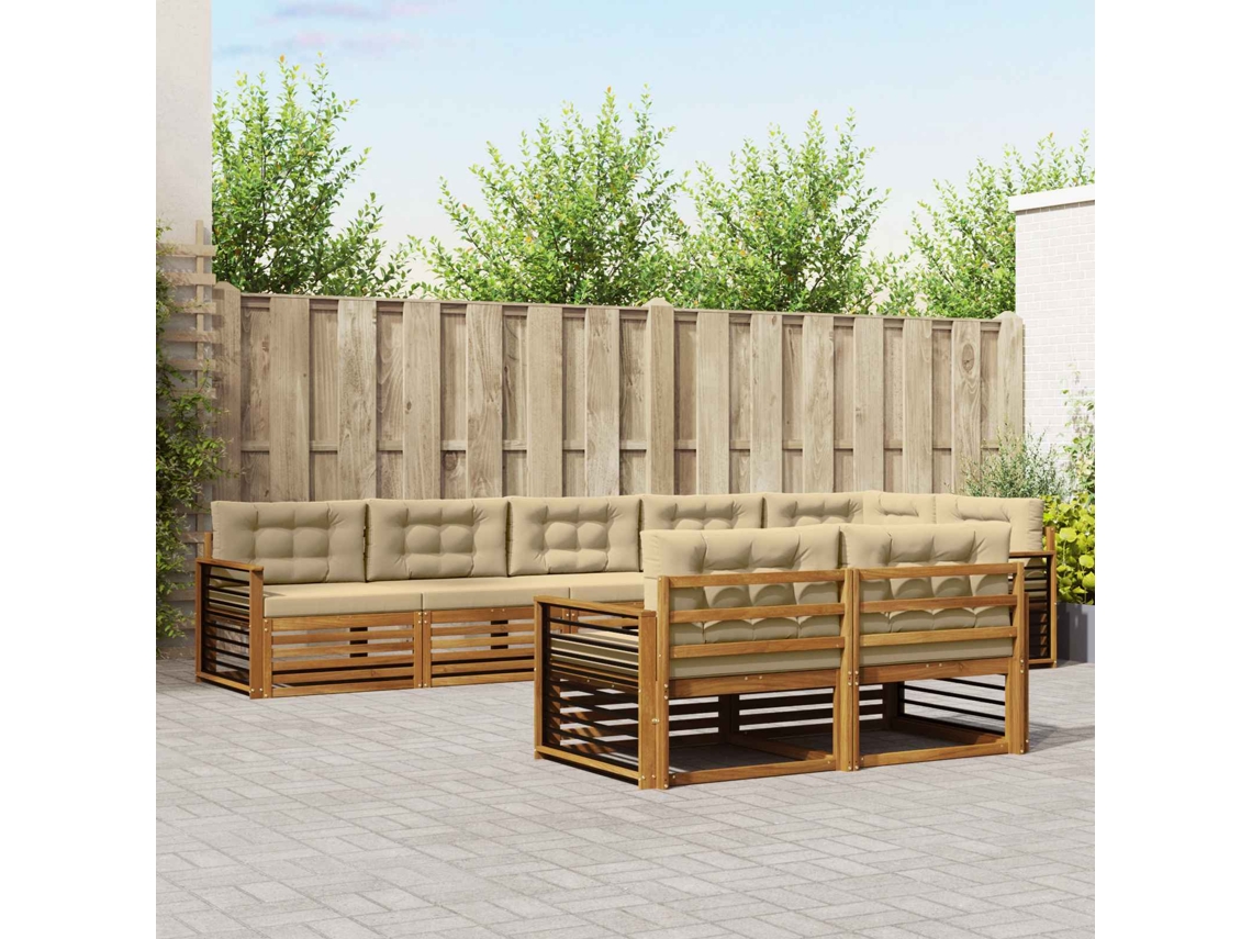 Vidaxl Conjunto De Sofás Para Exterior 8 Pcs Natural E Bege