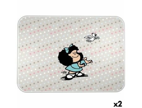 Tapete De Proteção Mafalda Bird Multicolor Pvc 47 X 33 Cm Sobremesa (2 Unidades)