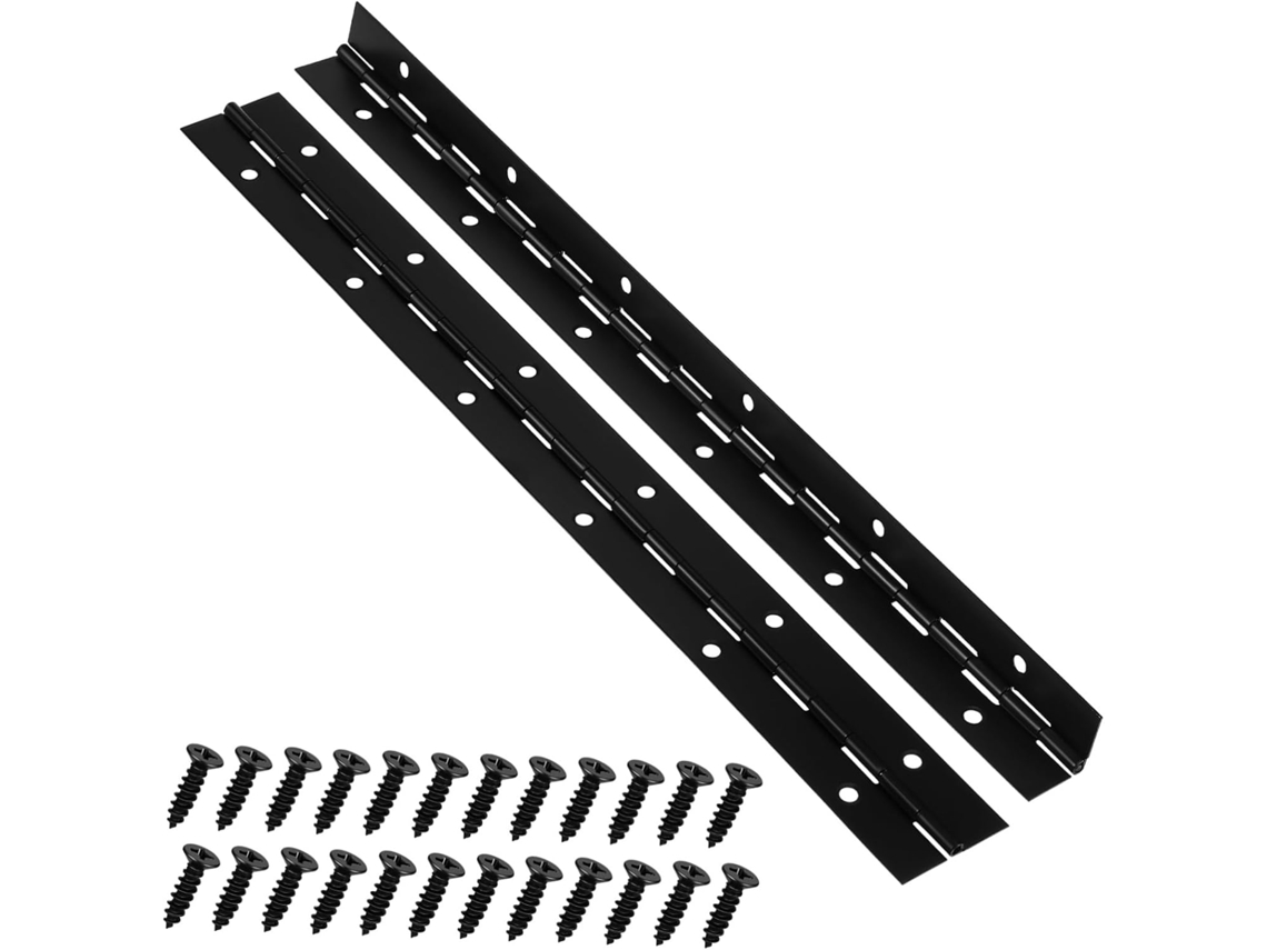 2 Dobradiças De Piano Em Metal Preto, Longas Ferro Reforçadas,