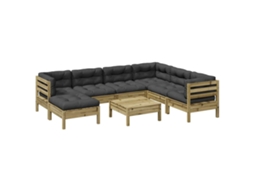 Maison Exclusive - 8 Pcs Conj. Sofás Jardim C/ Almofadões Madeira Pinho Impregnada