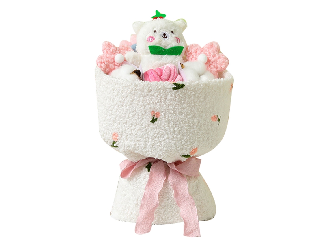 Bouquet Ursos Brancos Luzes Led Estilo Cartoon