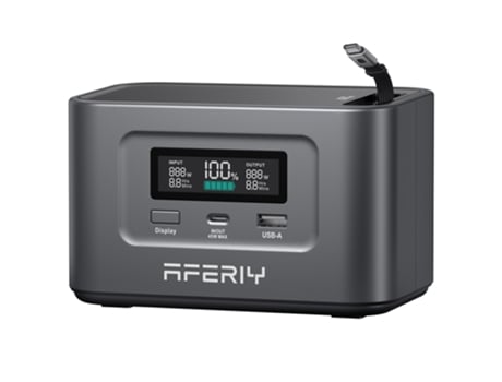 Power Station Portátil Aferiy Nano100 99.2wh 100w Bateria Lifepo4 3000 Ciclos Cabo Telescópico Tipo C 1.5h Recarga Avião Tomada