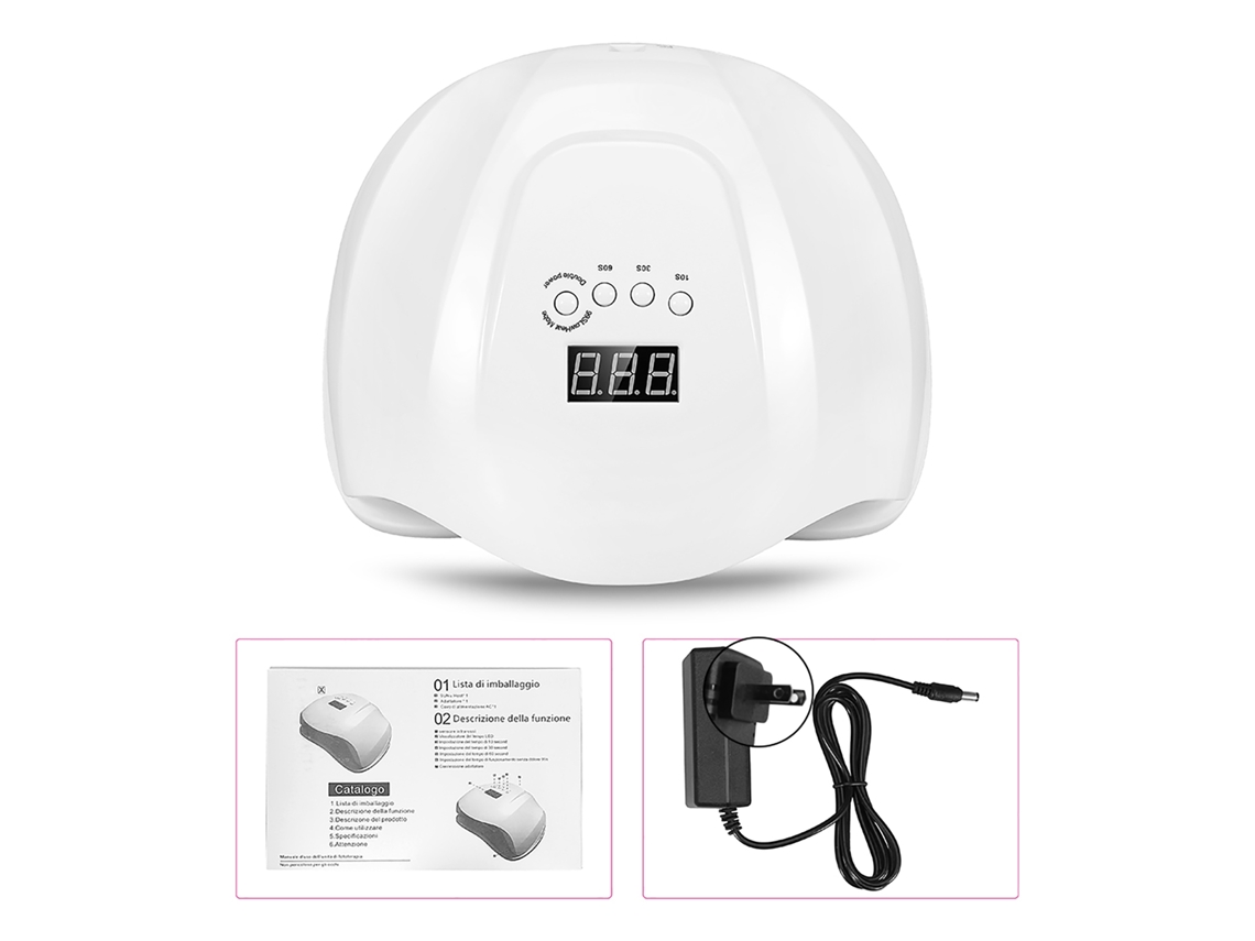 Lâmpada Uvled Para Unhas 54w Com Sensor Inteligente E Display Lcd, Secador De Esmalte De Gel E Ferramentas De Manicure