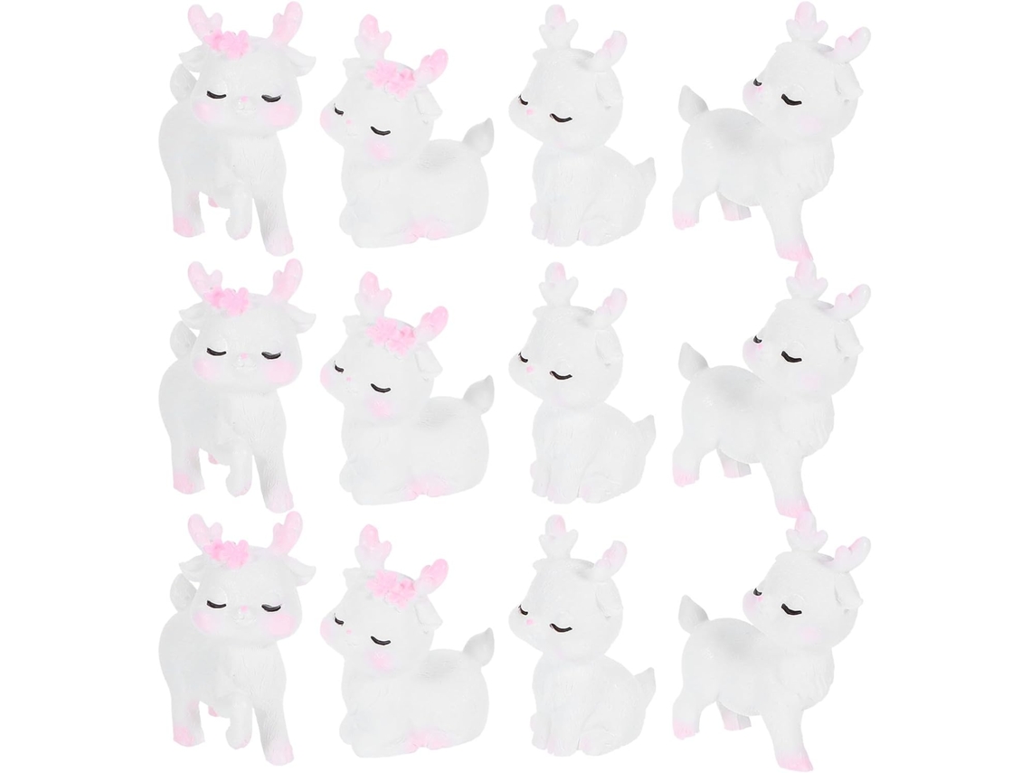 Kichouse Miniaturas Criativas em Resina, 20 Peças, Lindos Veados Decorativos Rosados, Leves e Portáteis para Decoração CHABERLU