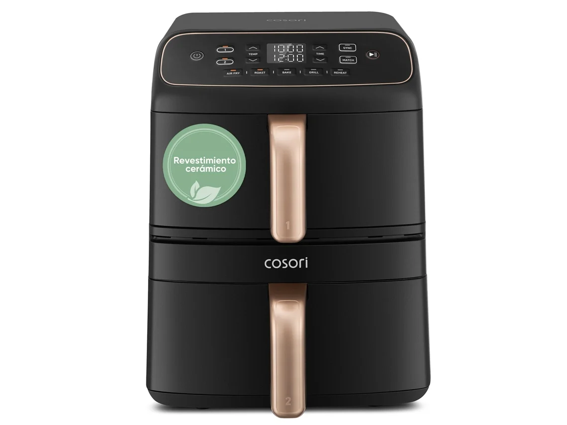 Fritadeira A Ar Cosori Turbo Tower Compact de 8,6 litros com resfriamento superior e revestimento 100% cerâmico Isento Pfas.