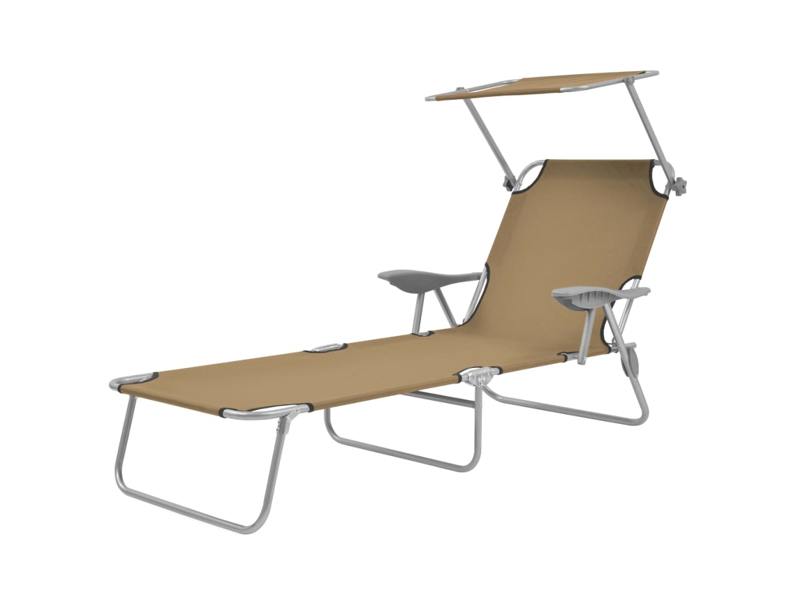 Sunlounger, Sunloungers Vidaxl Cinzento-acastanhado Tecido (n/a)