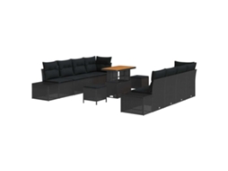 Maison Exclusive - Conjunto De Sofá De Jardim 11 Pcs Preto Rattan Sintético