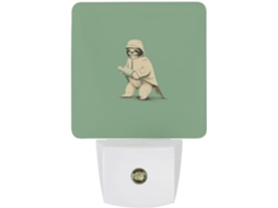 Luminária Noturna De Parede Com Plugue, Em Formato De Bicho Preguiça Desenho Animado Possui Sensor Luz Led