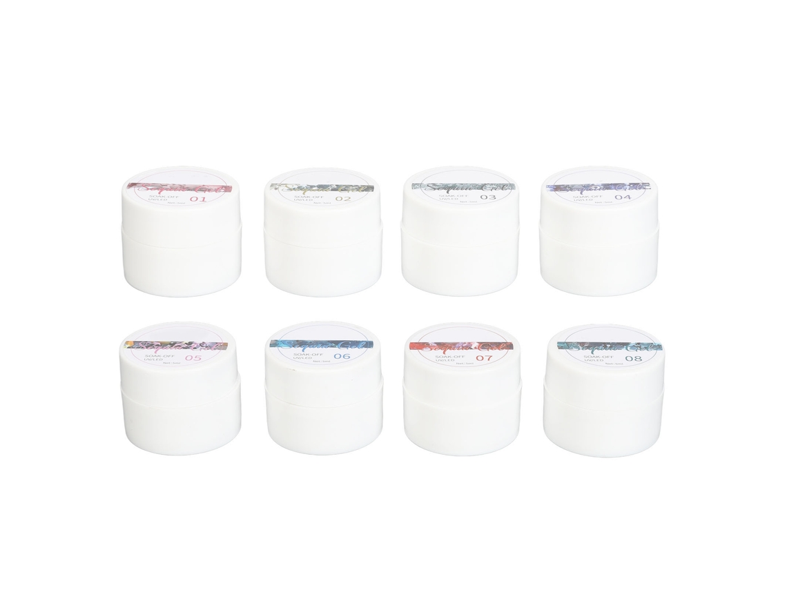 Gel De Unhas Com Strass Soak Off 8 Cores Reflexivo Metálico Brilhante Glitter Profissional