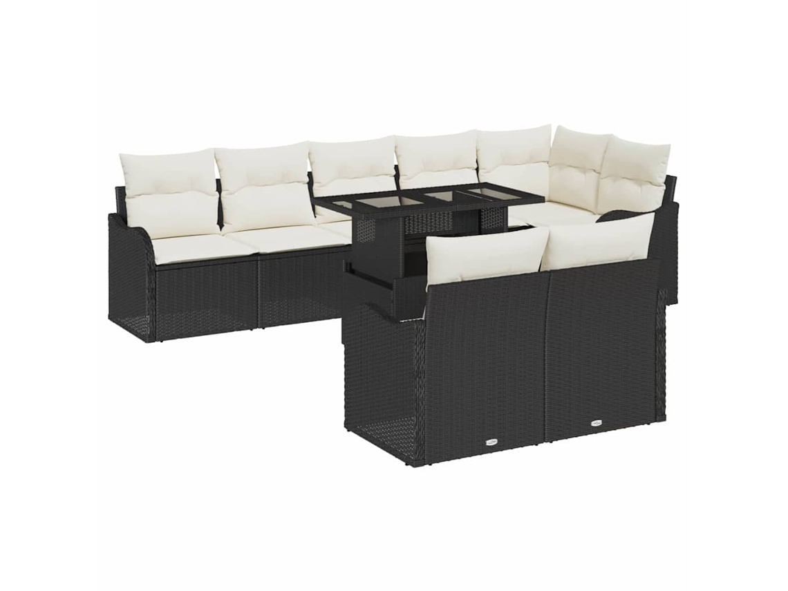 Vidaxl Conjunto De Sofá De Jardim 9 Unid. Preto