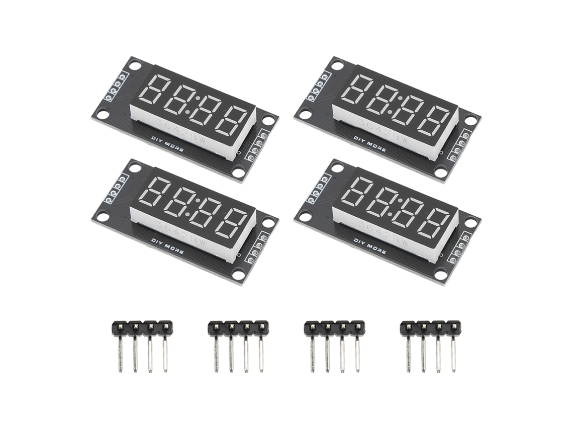 Módulo De Display De Tubo Digital 4 Conjuntos, 4 Dígitos Led De 7 Segmentos, 0.36 Polegadas, Chip Tm1637, Amarelo Mra110h