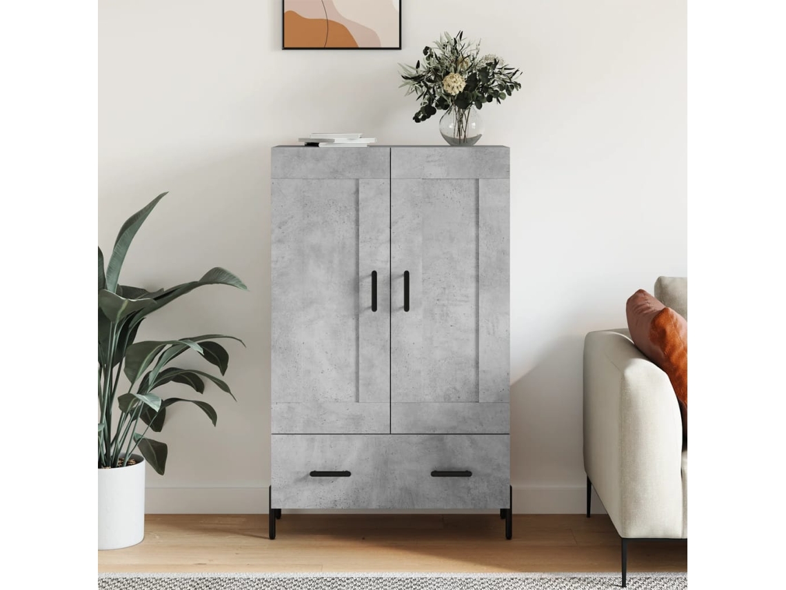 Aparador | Buffet | Armário De Apoio Alto 69,5x31x115 Cm Derivados De Madeira Cinza Cimento Wsd490950 Lovely Home