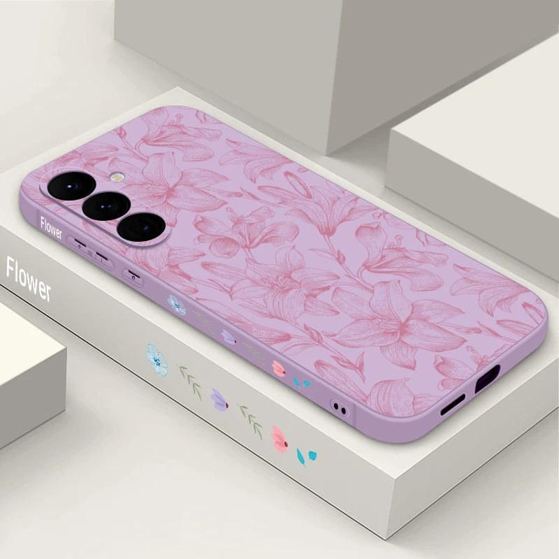 Capa Para Celular Galaxy A36 Com Estampa Floral (roxa), Em Tpu Macio.