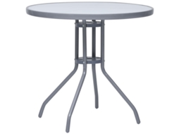 Vidaxl Mesa De Jardim 80 Cm Aço E Vidro Cinzento-claro