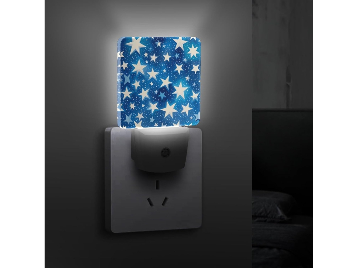 Luminária Noturna Tomada com Design de Estrela Azul, Luz Noturna LED com Sensor Crepuscular, Luzes Noturnas Decorativas