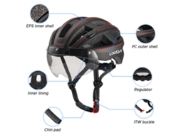 Casco de Bicicleta com Óculos Magnéticos Desmontáveis e Luz Traseira, para Montanha e Estrada S/MARCA