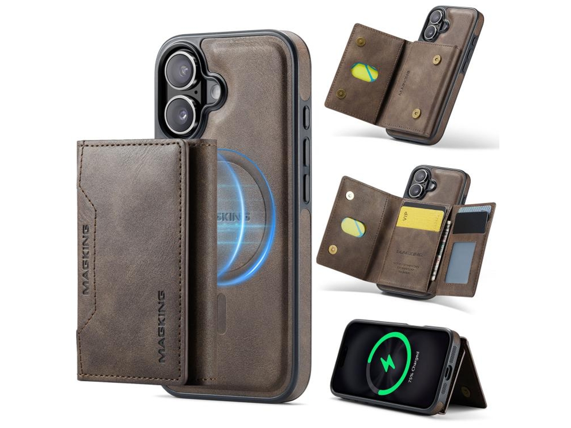 Capa Para Iphone 17 Com Compartimento Removível Para Cartão Rfid Magsafe Da Série Magking K2.